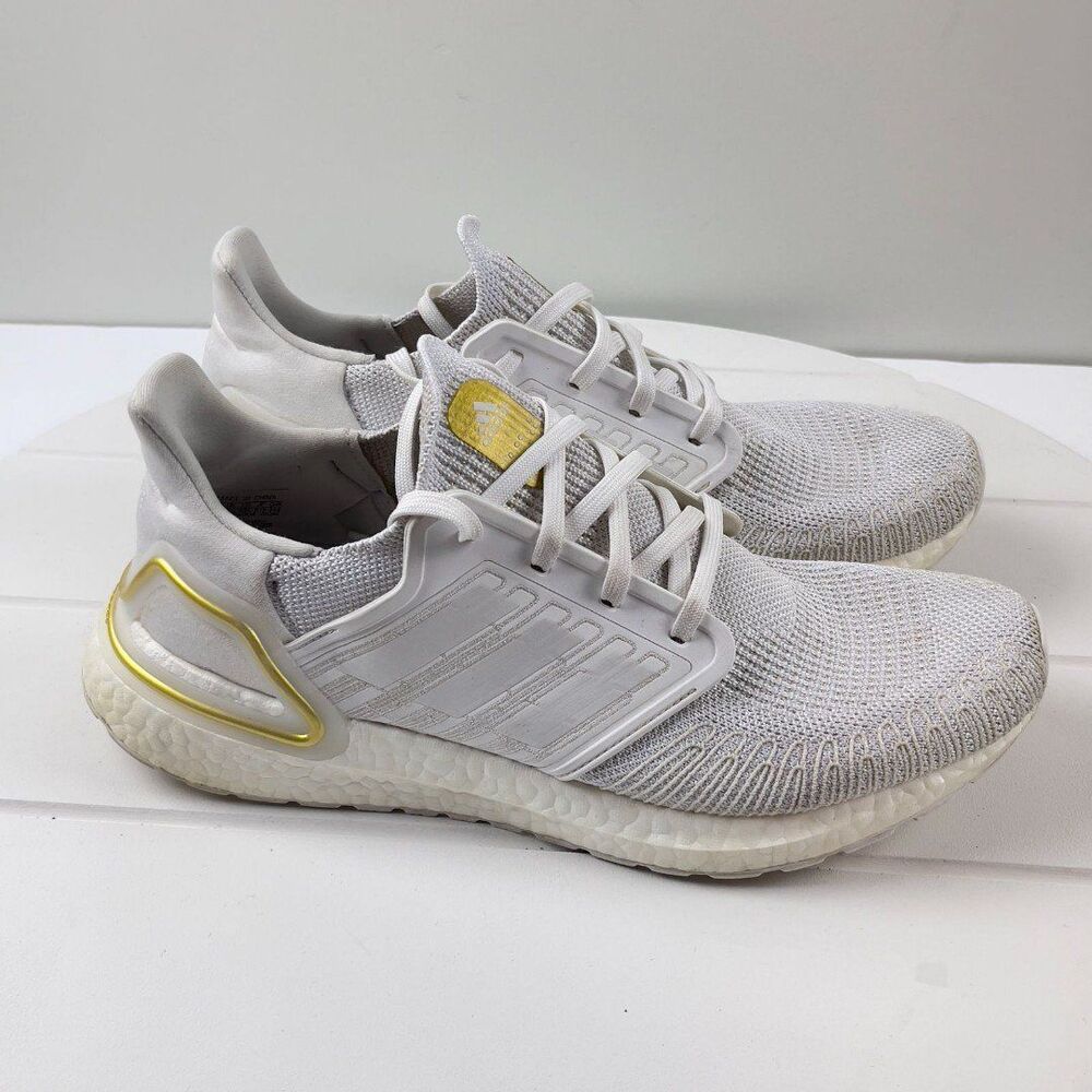 ADIDAS Ultraboost Womens Size 10 White Metallic Gold Running Shoes 606004